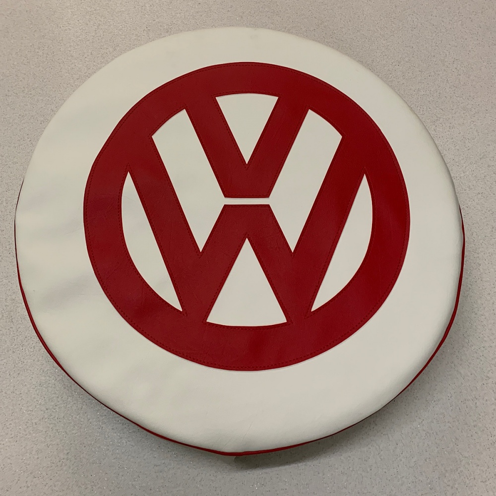 VW Spare Wheel Cover Off White and Lollipop Red